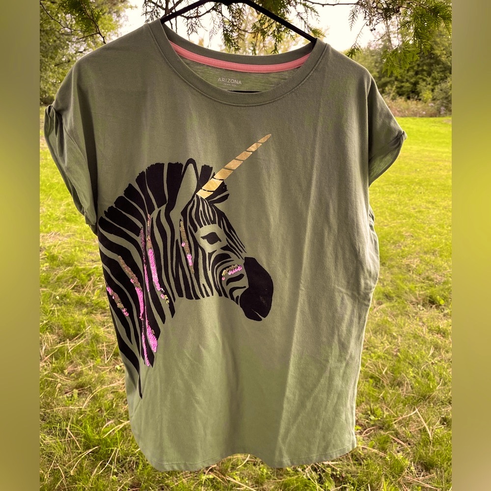 Cute Flip Sequin Unicorn Zebra T-Shirt